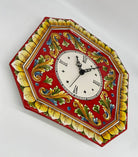 Orologio da Parete Ceramica Caltagirone Ottagonale dipinto a mano cm 32 Decoro n.1 DD CERAMICHE SICILIANE