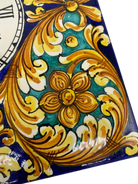 Orologio da Parete Ceramica Caltagirone Quadrato dipinto a mano Lato 30cm Decoro n.2 - DD CERAMICHE SICILIANE