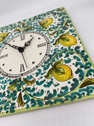 Orologio da Parete Ceramica Caltagirone Quadrato dipinto a mano Lato 30cm Decoro n.1 DD CERAMICHE SICILIANE