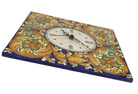 Orologio da Parete Ceramica Caltagirone Quadrato dipinto a mano Lato 30cm Decoro n.2 - DD CERAMICHE SICILIANE