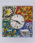 Orologio da Parete Ceramica Caltagirone Quadrato dipinto a mano Lato 30cm Decoro n.3 DD CERAMICHE SICILIANE