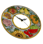 Orologio da Parete Ceramica Caltagirone Rotondo dipinto a mano cm D.30 Decoro n.12g DD CERAMICHE SICILIANE