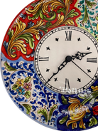 Orologio da Parete Ceramica Caltagirone Rotondo dipinto a mano cm D.30 Decoro n.3 - DD CERAMICHE SICILIANE