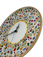 Orologio da Parete Ceramica Caltagirone Rotondo dipinto a mano cm D.30 Decoro n.11g DD CERAMICHE SICILIANE