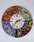 Orologio da Parete Ceramica Caltagirone Rotondo dipinto a mano cm D.30 Decoro n.3 - DD CERAMICHE SICILIANE