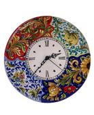 Orologio da Parete Ceramica Caltagirone Rotondo dipinto a mano cm D.30 Decoro n.3 - DD CERAMICHE SICILIANE