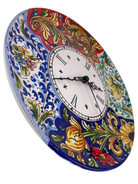 Orologio da Parete Ceramica Caltagirone Rotondo dipinto a mano cm D.30 Decoro n.3 - DD CERAMICHE SICILIANE