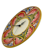Orologio da Parete Ceramica Caltagirone Rotondo dipinto a mano cm D.30 Decoro n.8g DD CERAMICHE SICILIANE
