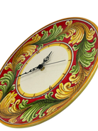 Orologio da Parete Ceramica Caltagirone Rotondo dipinto a mano cm D.30 Decoro n.9g DD CERAMICHE SICILIANE