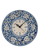 Orologio da Parete Ceramica Caltagirone Rotondo dipinto a mano cm D.30 Decoro n.2 - DD CERAMICHE SICILIANE