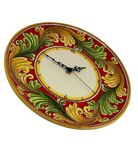 Orologio da Parete Ceramica Caltagirone Rotondo dipinto a mano cm D.30 Decoro n.9g DD CERAMICHE SICILIANE