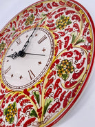 Orologio da Parete Ceramica Caltagirone Rotondo dipinto a mano cm D.30 Decoro n.6 DD CERAMICHE SICILIANE