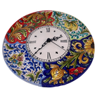 Orologio da Parete Ceramica Caltagirone Rotondo dipinto a mano cm D.30 Decoro n.3 - DD CERAMICHE SICILIANE