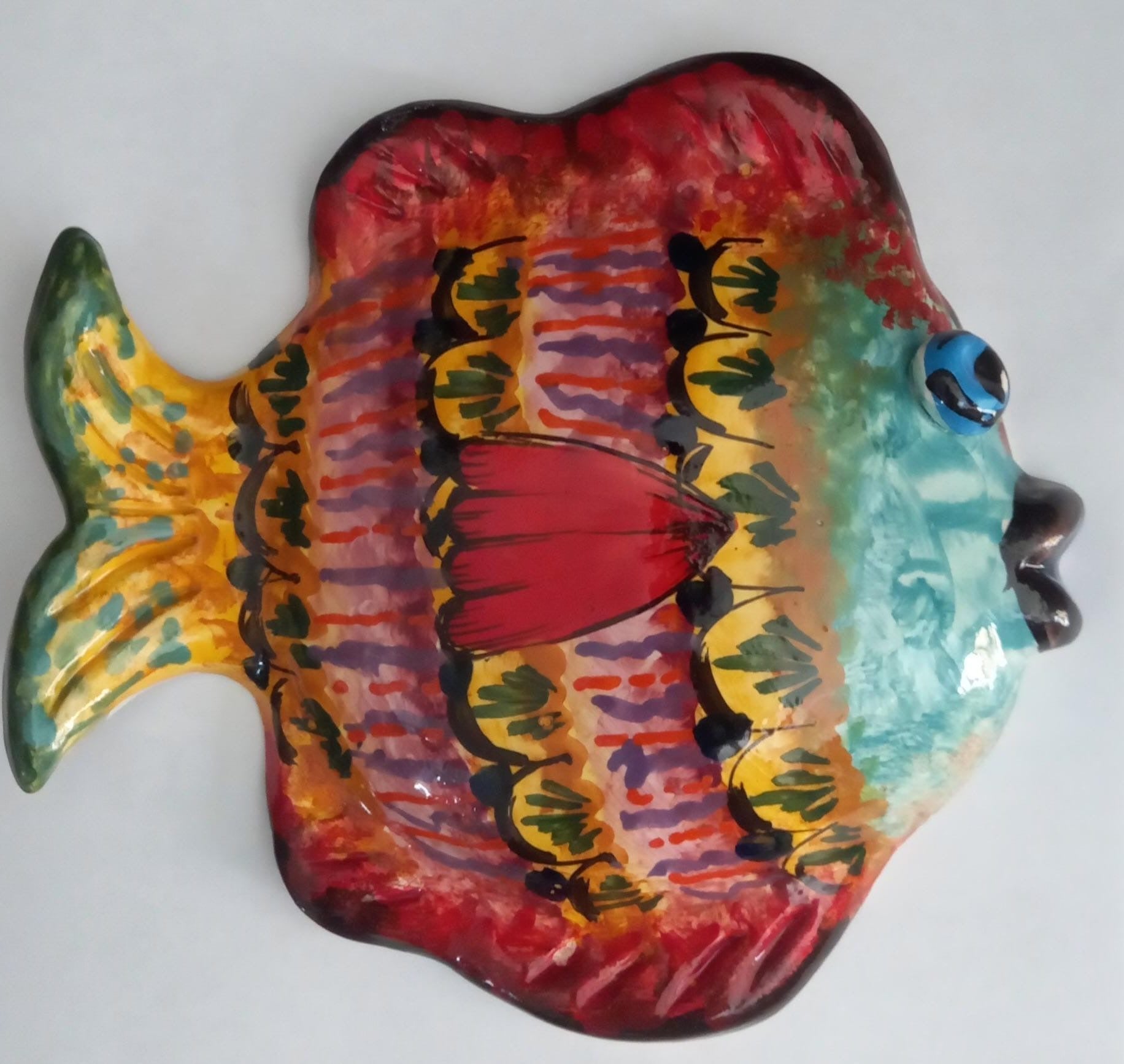 Pesce Murale dipinto a mano Decorazione Parete (vari modelli) - 1º modello - MADE IN SICILY