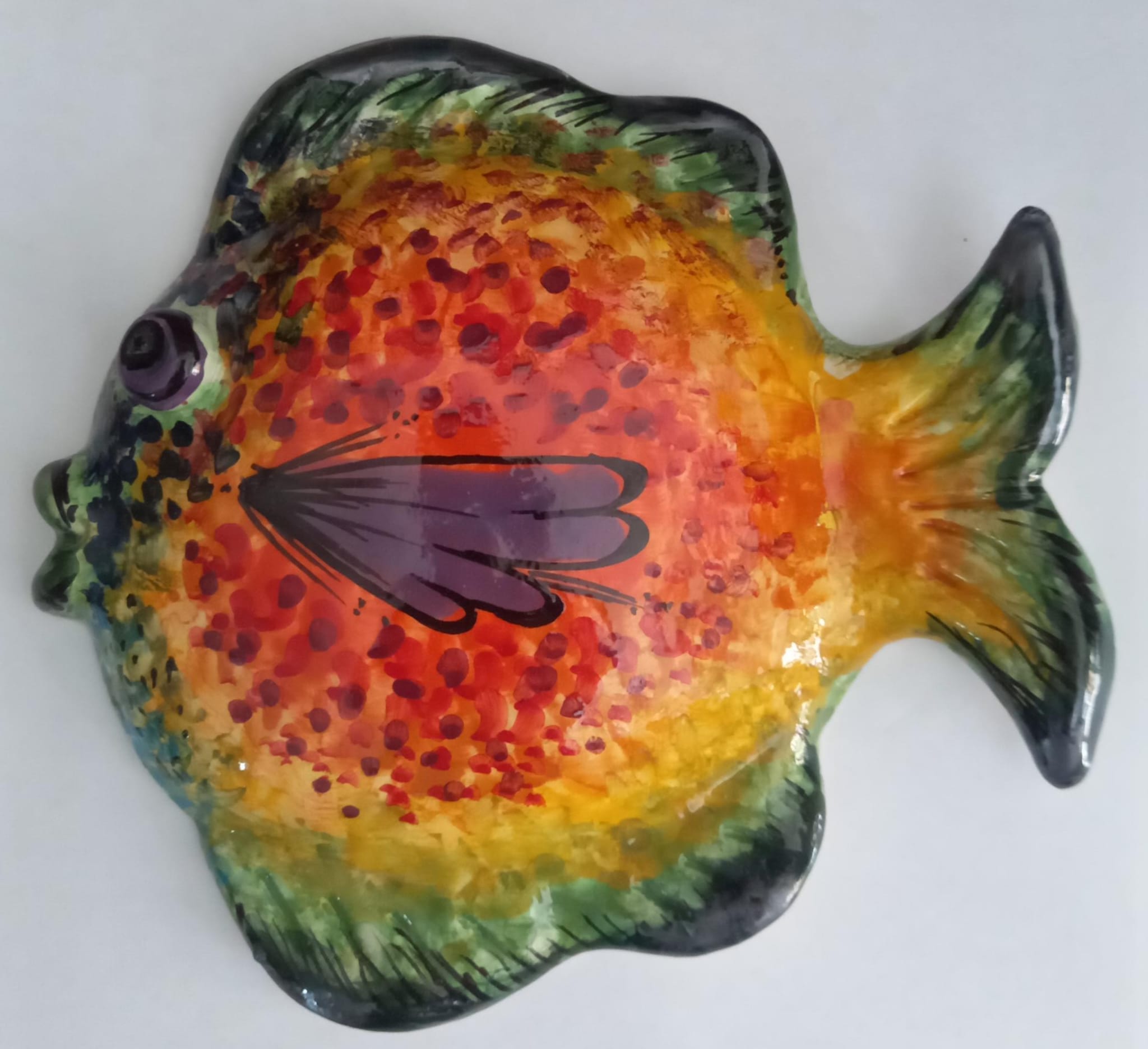 Pesce Murale dipinto a mano Decorazione Parete (vari modelli) - 3º modello - MADE IN SICILY