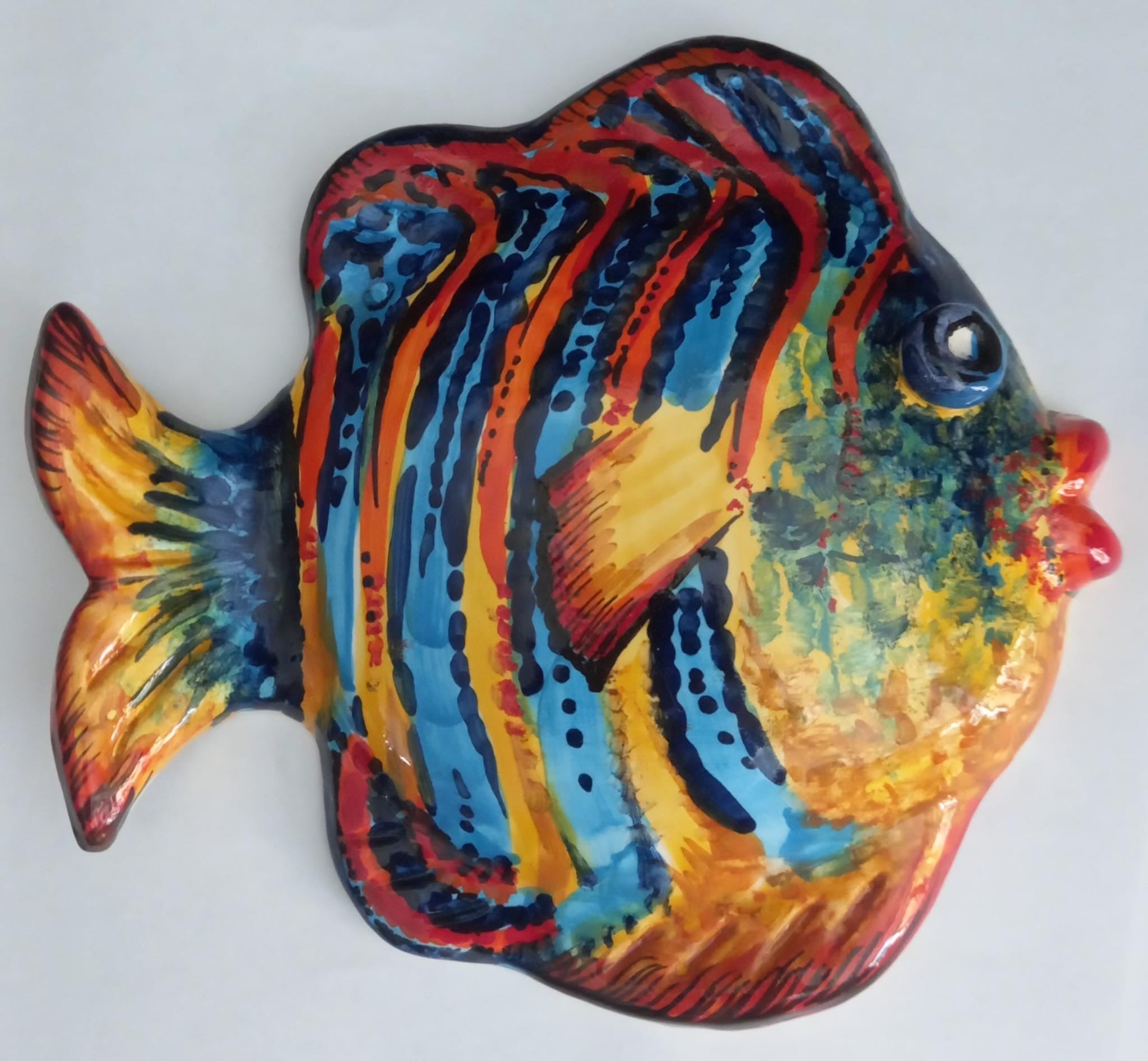 Pesce Murale dipinto a mano Decorazione Parete (vari modelli) - 4º modello - MADE IN SICILY