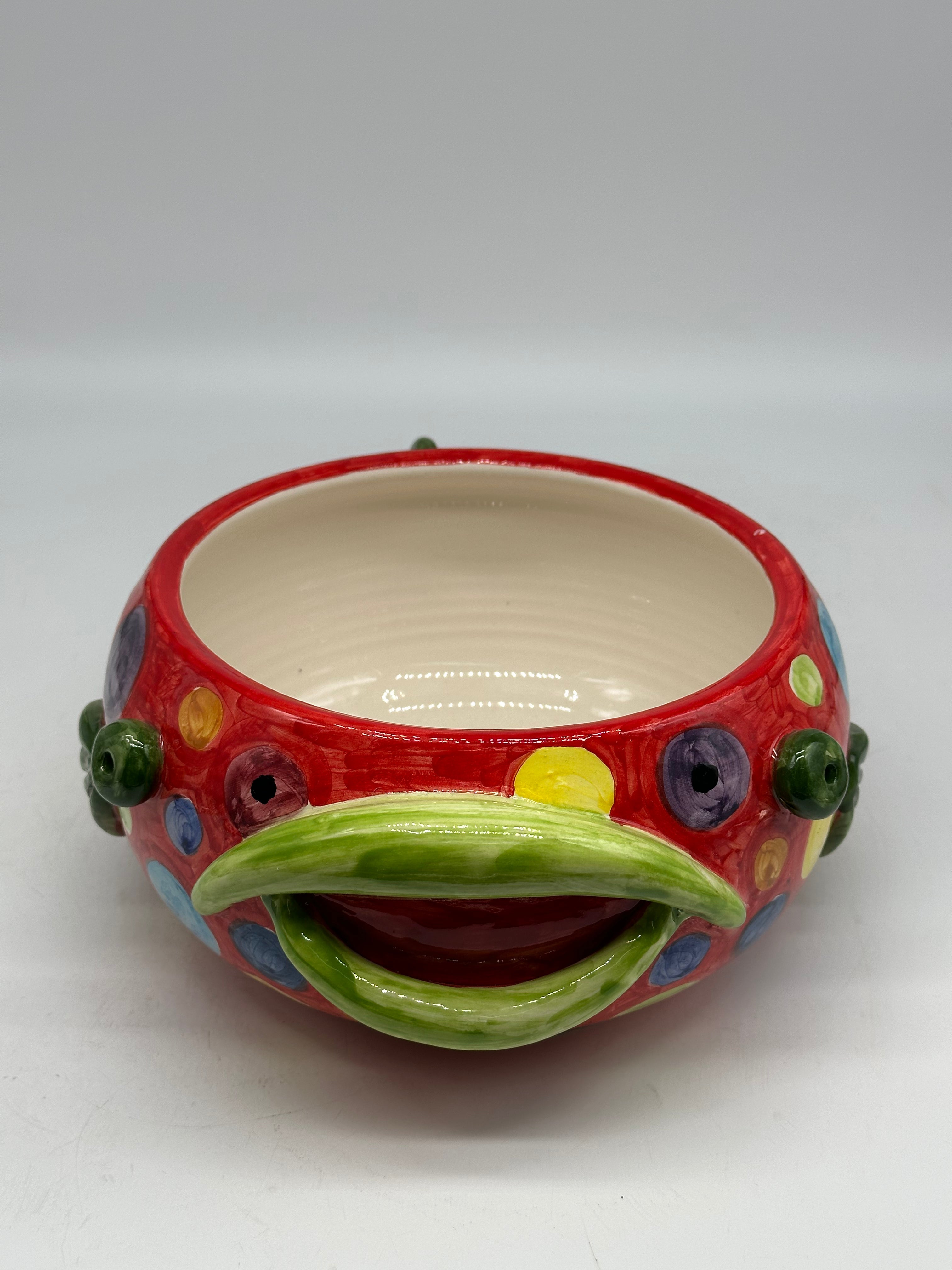 Pesce Svuotatasche cm H.11 L.24 P.27 Decorato a Mano Ceramica Caltagirone - OGGETTISTICA