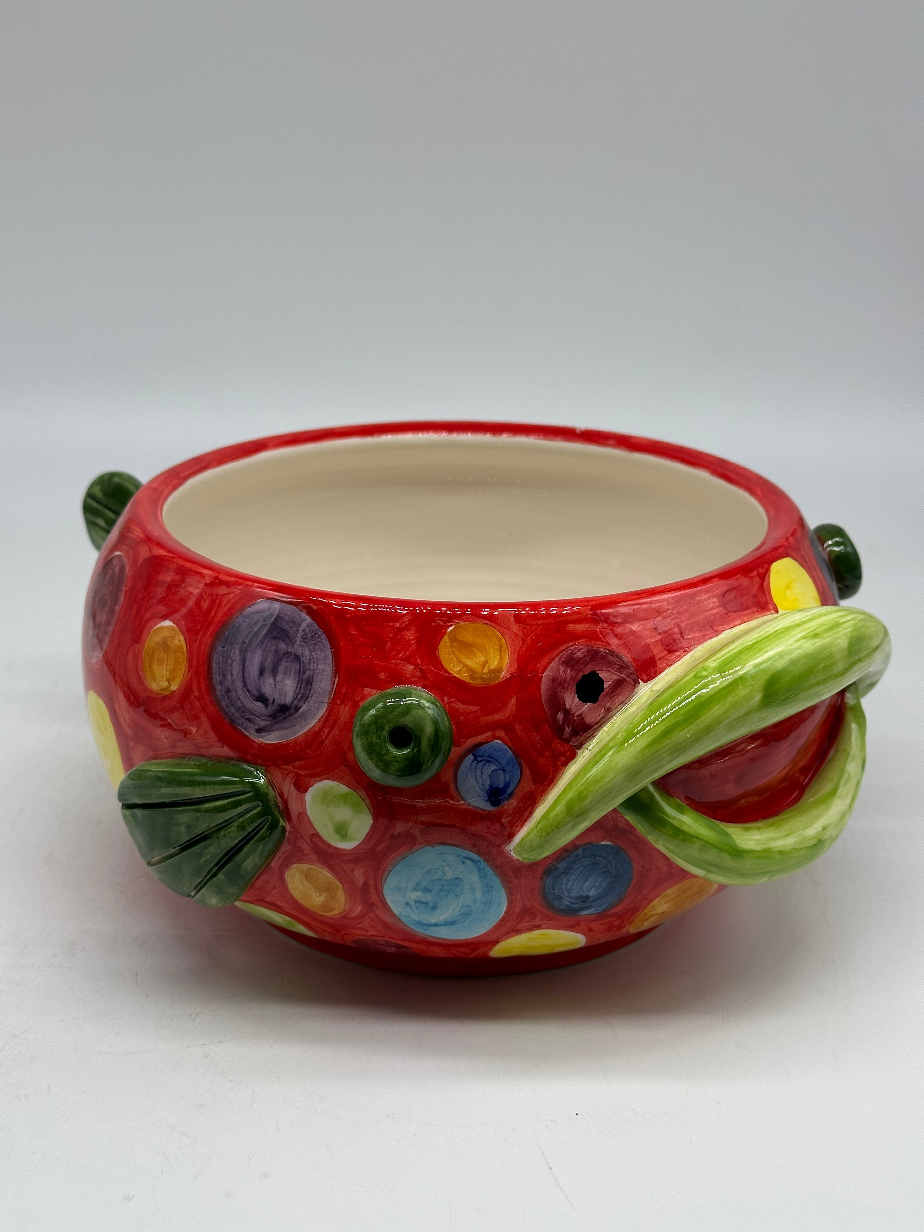 Pesce Svuotatasche cm H.11 L.24 P.27 Decorato a Mano Ceramica Caltagirone - OGGETTISTICA