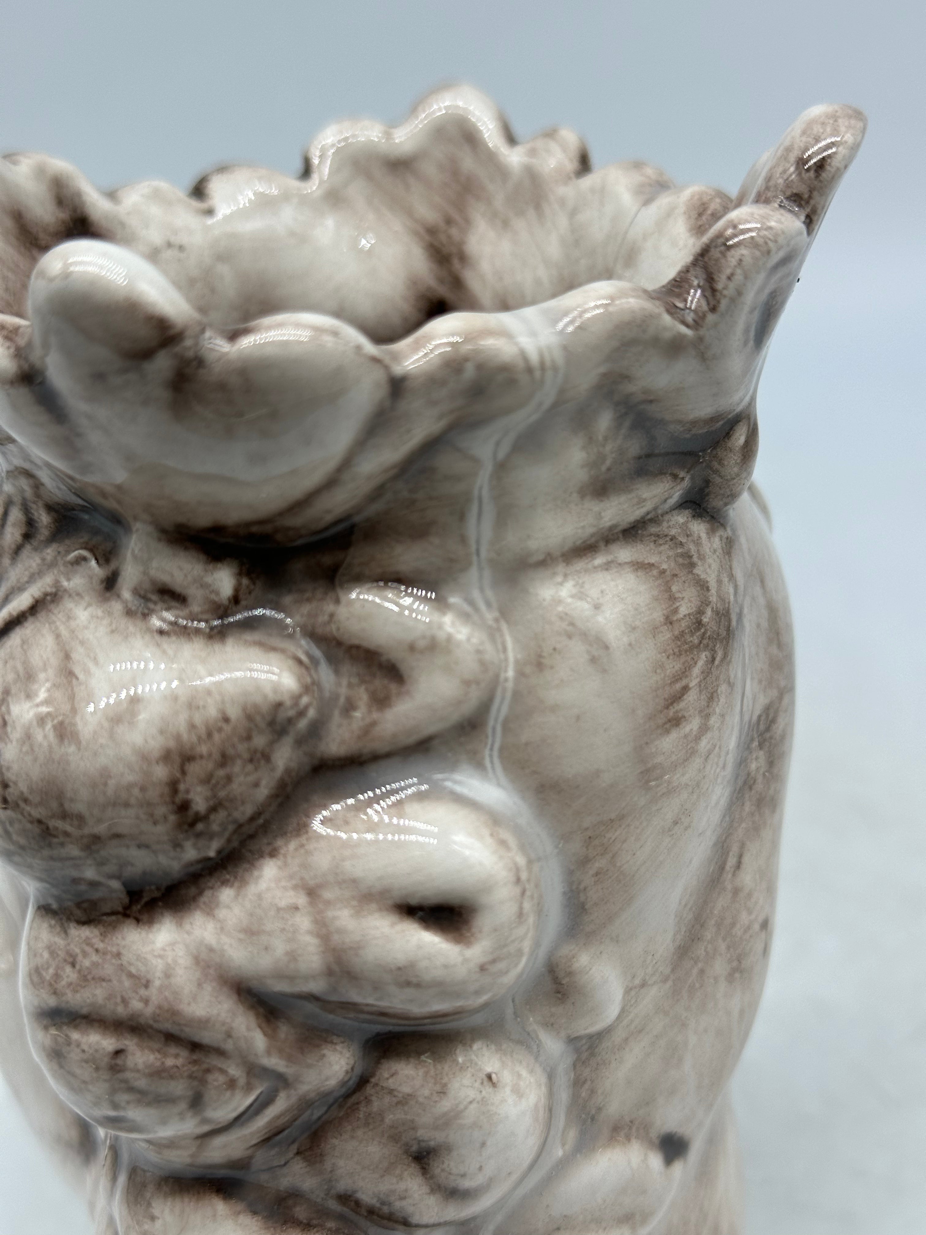 Pezzo con Difetto - Testa di Moro Afro Frutta Donna Ceramica Caltagirone cm H.18 L.12 Artigianale Ecru - TESTE DI MORO