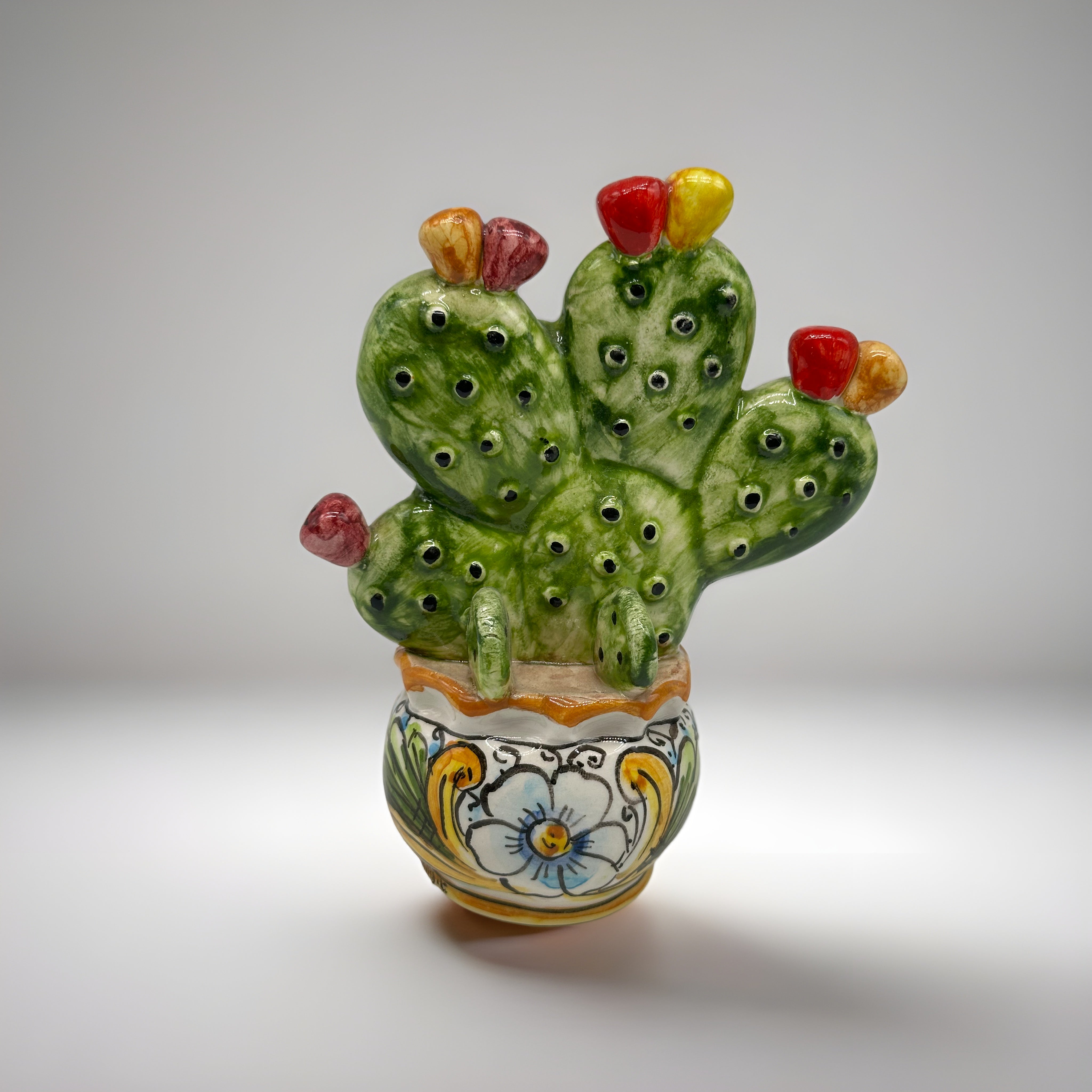 Piantina Grassa Fichi d’India Decorata Ceramica Caltagirone - BOMBONIERA