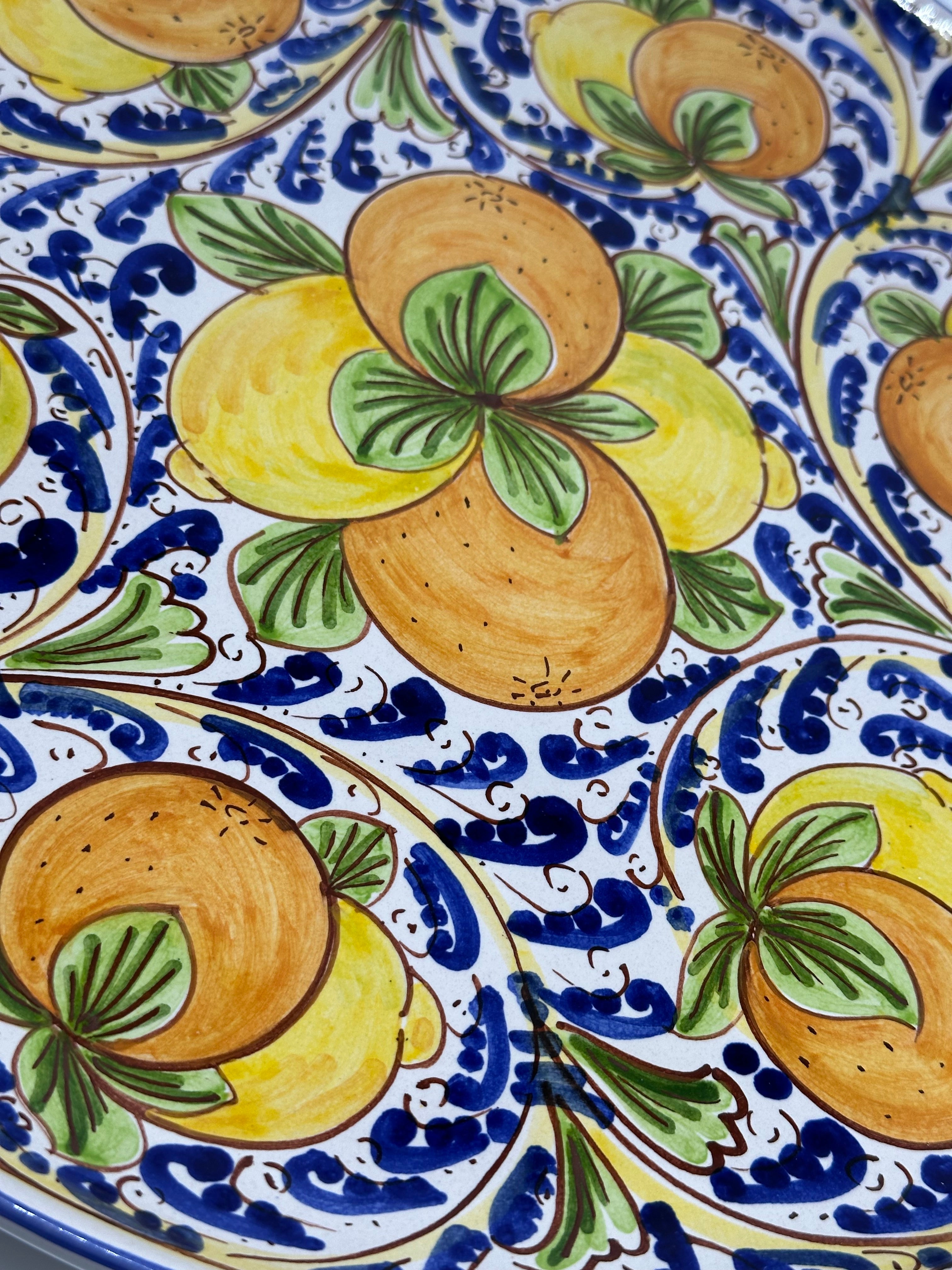 Piatto da Portata Diametro 37cm Uso Alimentare Ceramica Caltagirone - Agrumi - PIATTI SERVIZIO