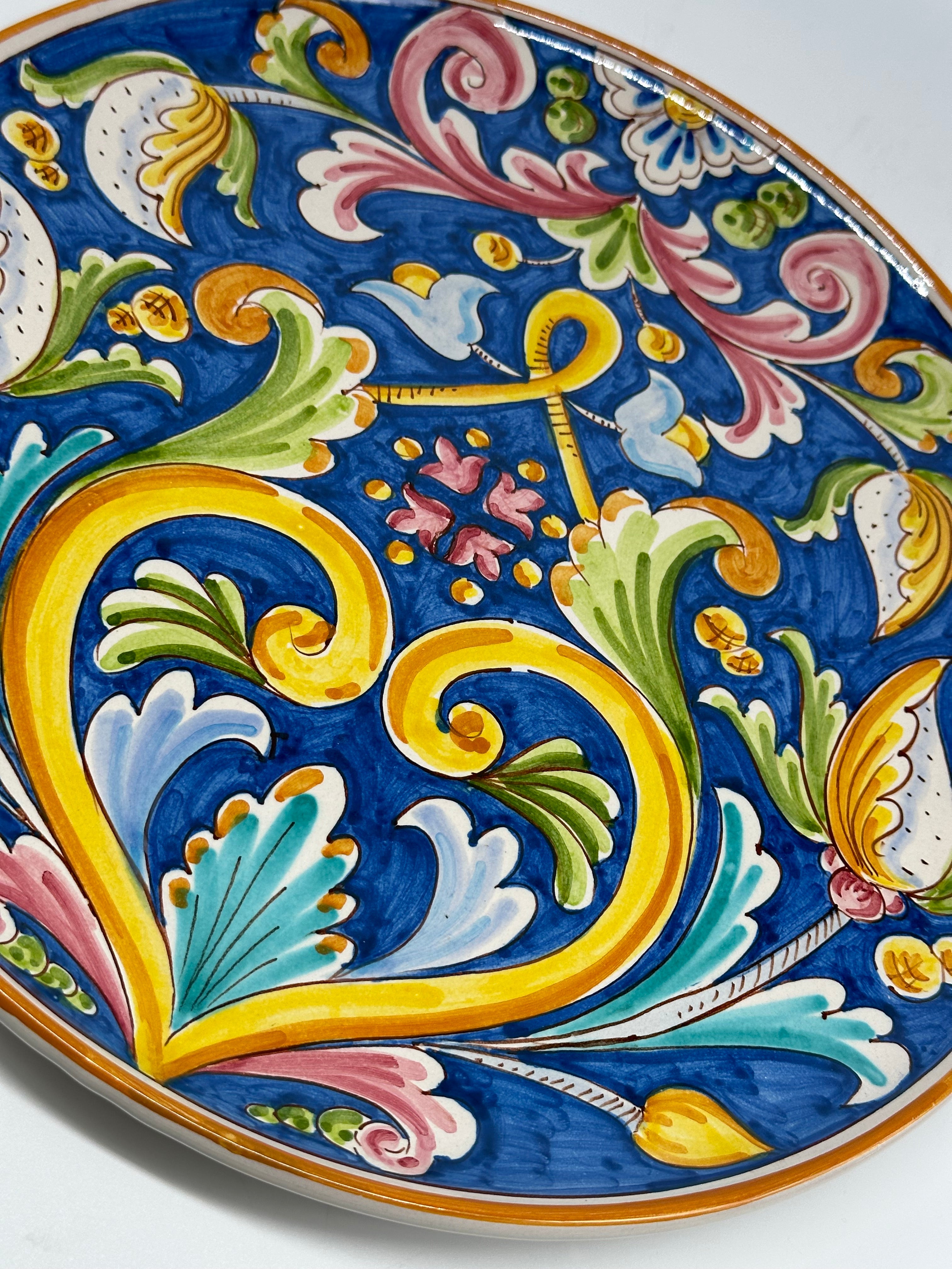 Piatto da Portata Diametro 37cm Uso Alimentare Ceramica Caltagirone - Fiori - PIATTI SERVIZIO