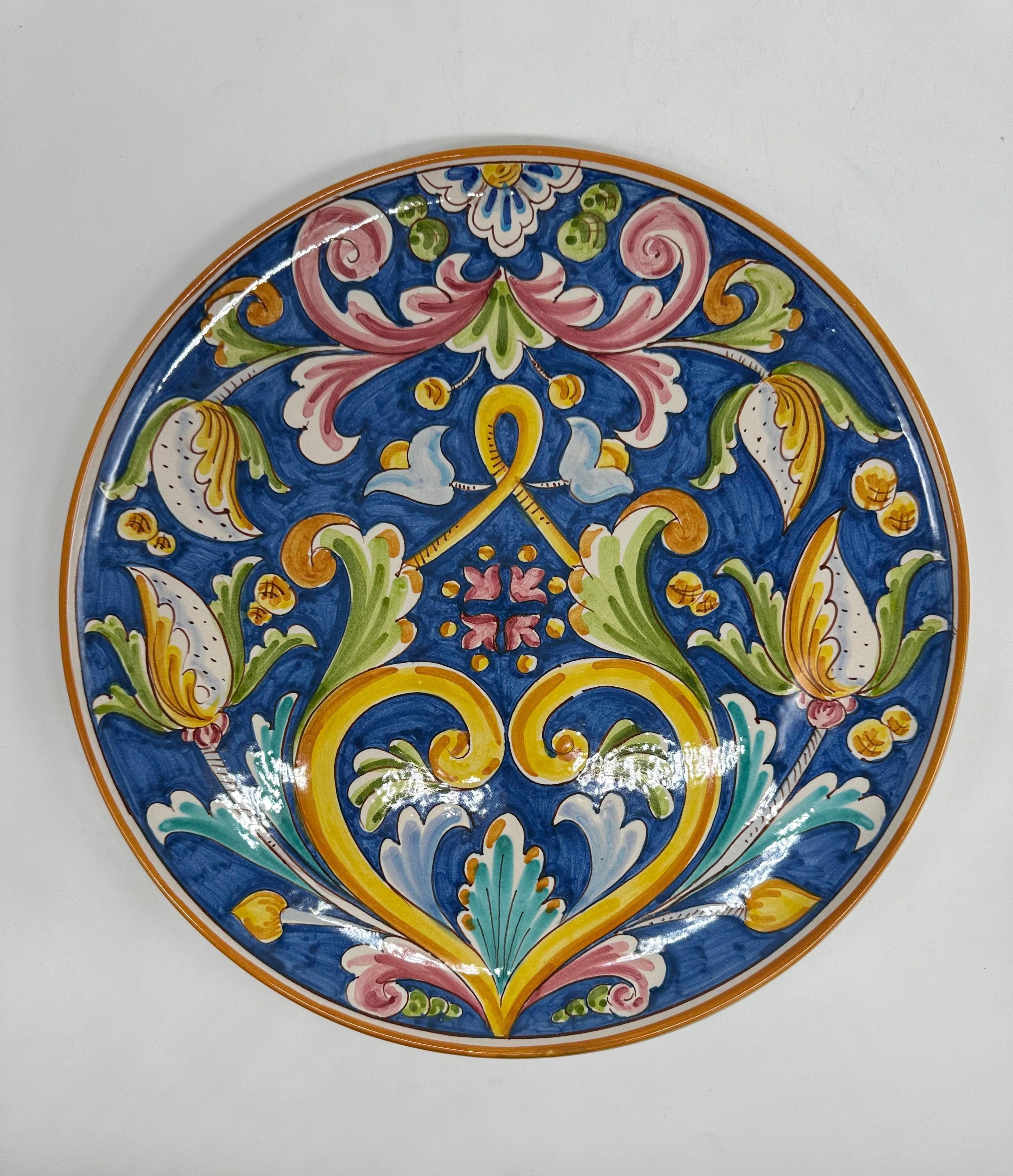Piatto da Portata Diametro 37cm Uso Alimentare Ceramica Caltagirone - Fiori - PIATTI SERVIZIO