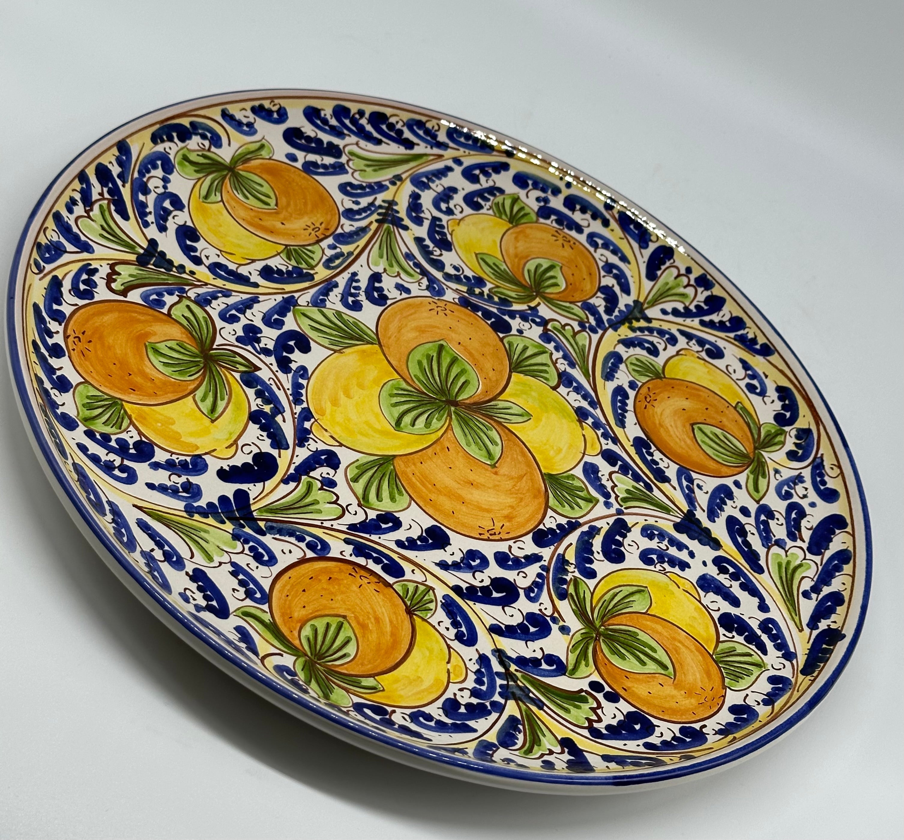 Piatto da Portata Diametro 37cm Uso Alimentare Ceramica Caltagirone - Agrumi - PIATTI SERVIZIO