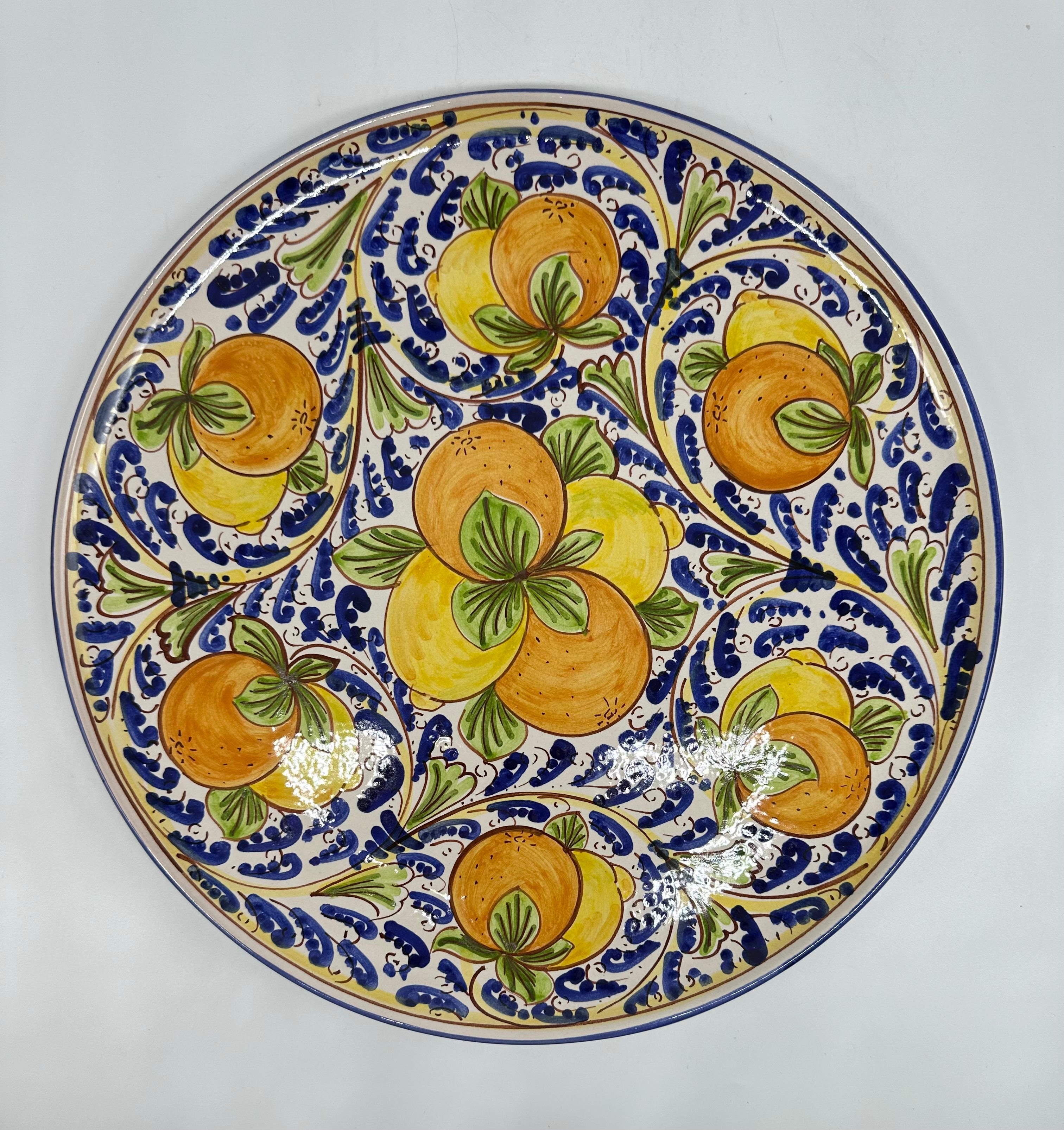 Piatto da Portata Diametro 37cm Uso Alimentare Ceramica Caltagirone - Agrumi - PIATTI SERVIZIO