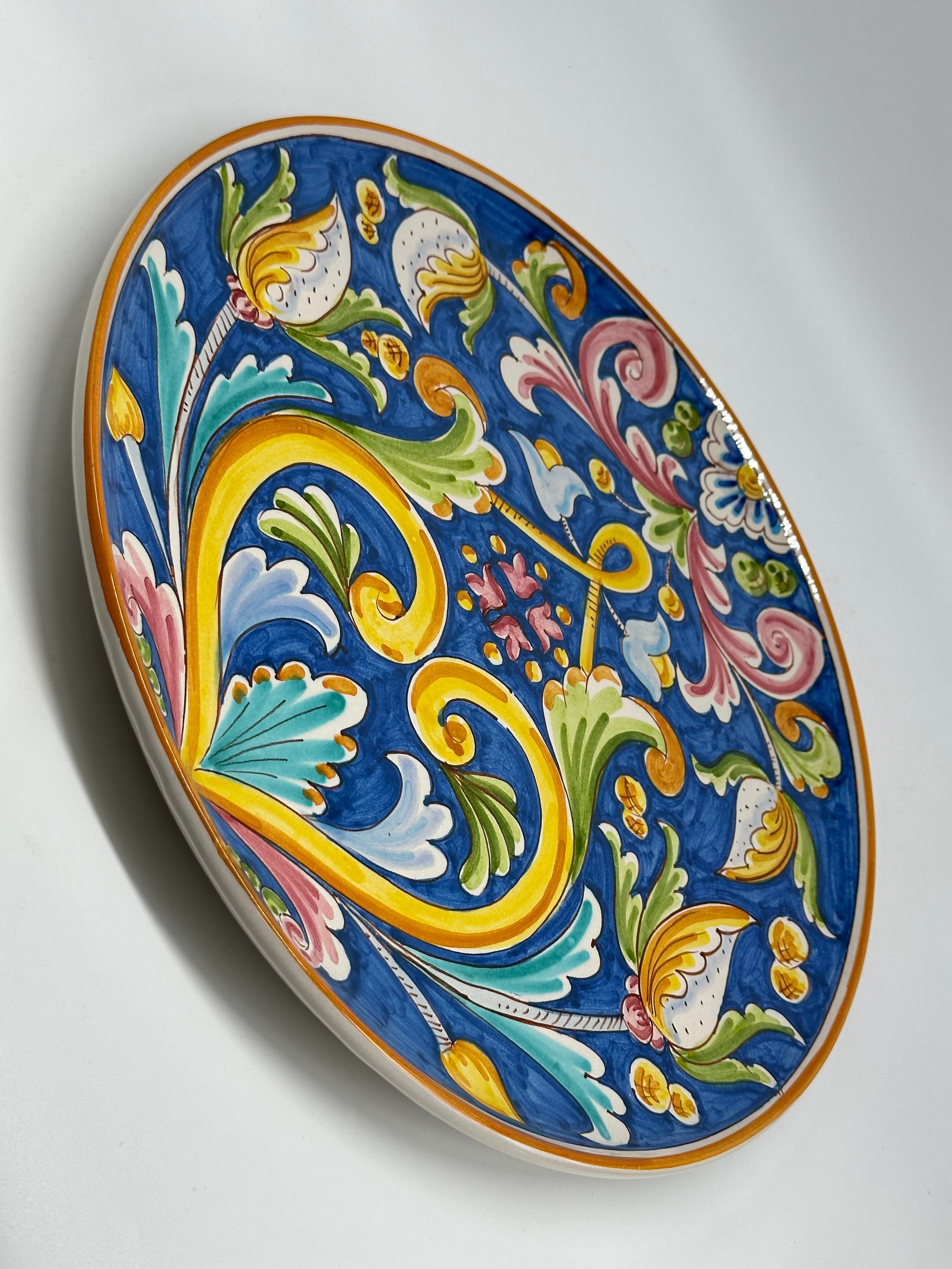 Piatto da Portata Diametro 37cm Uso Alimentare Ceramica Caltagirone - Fiori - PIATTI SERVIZIO