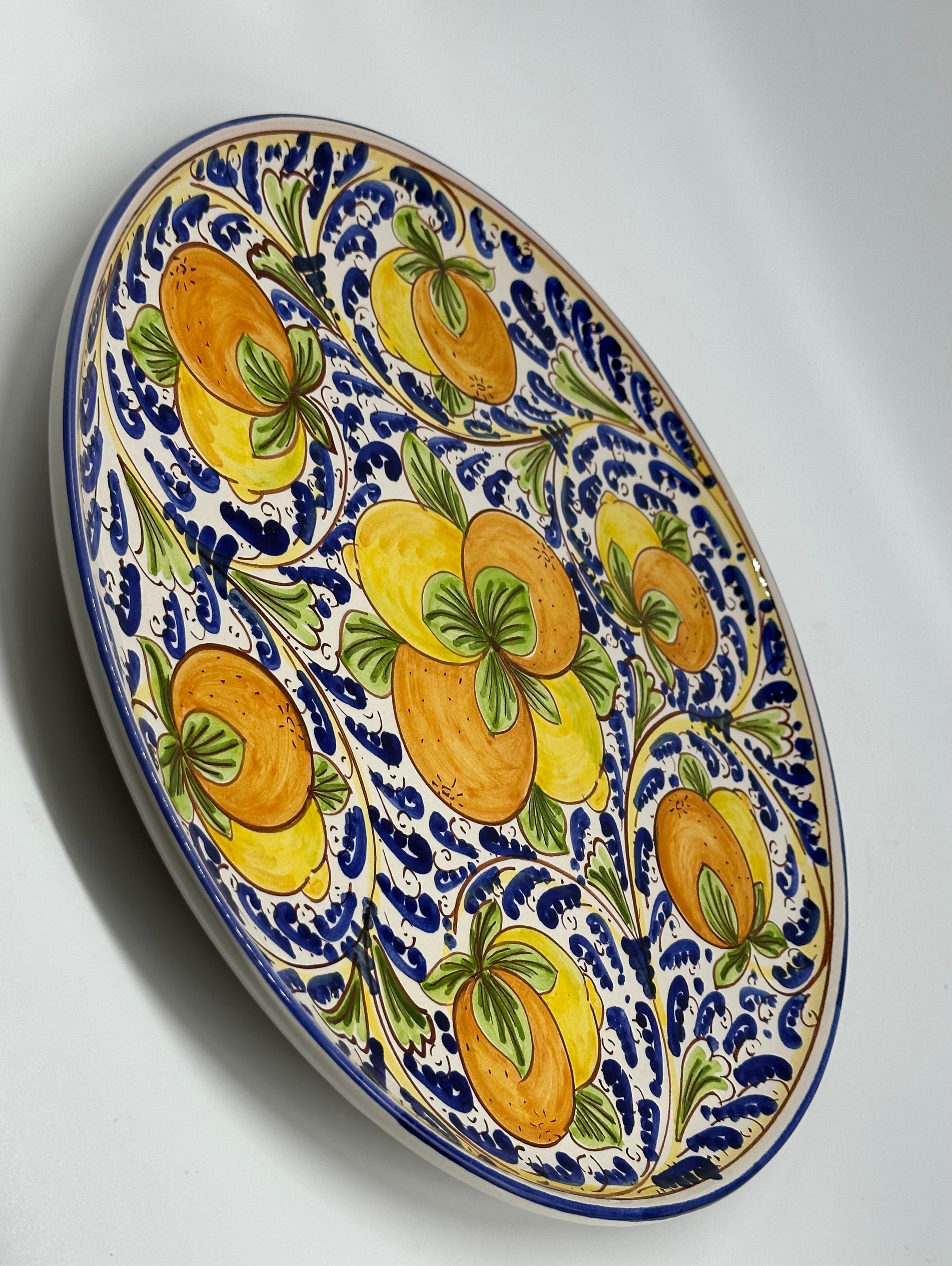 Piatto da Portata Diametro 37cm Uso Alimentare Ceramica Caltagirone - Agrumi - PIATTI SERVIZIO