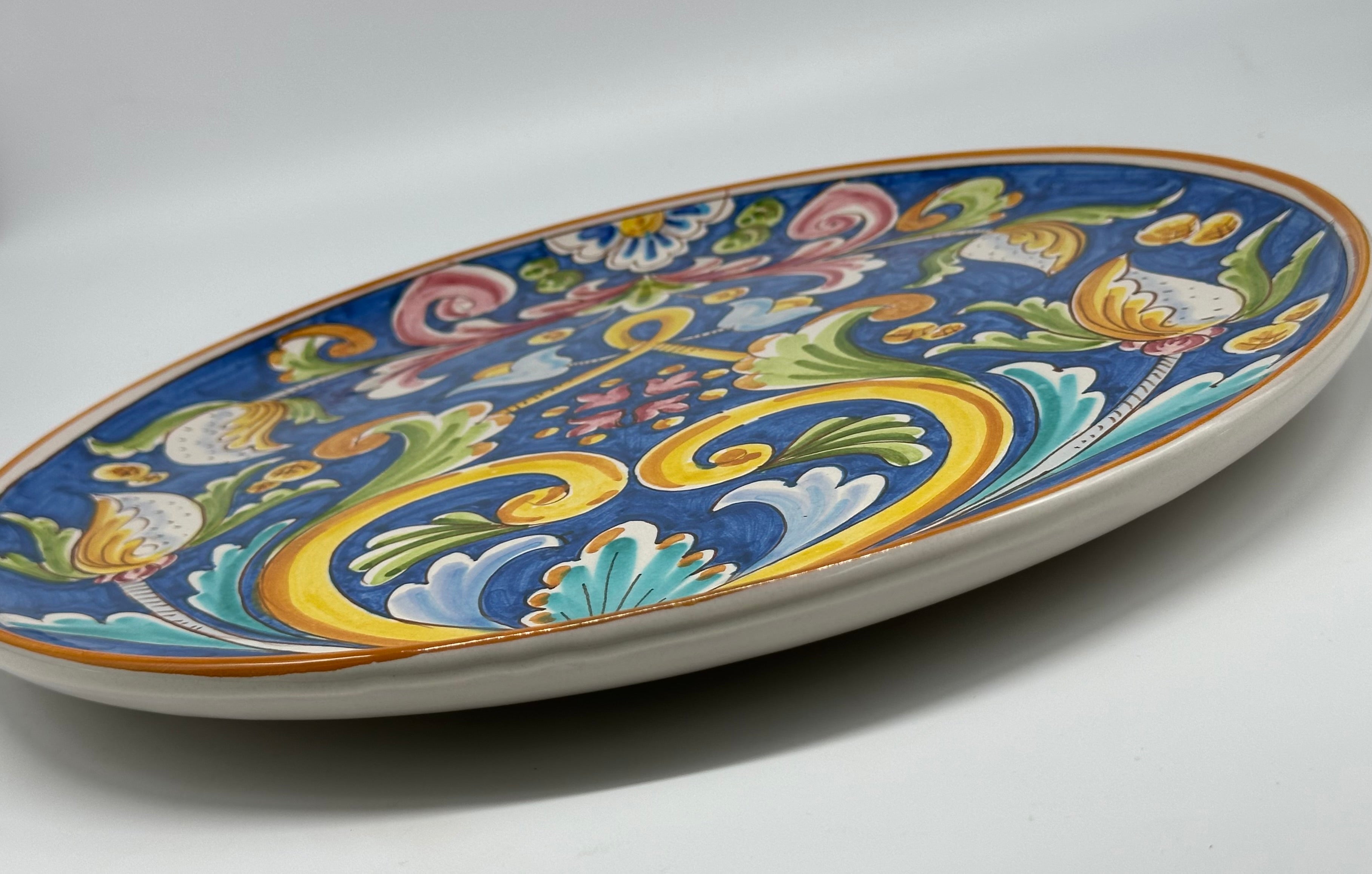 Piatto da Portata Diametro 37cm Uso Alimentare Ceramica Caltagirone - Fiori - PIATTI SERVIZIO