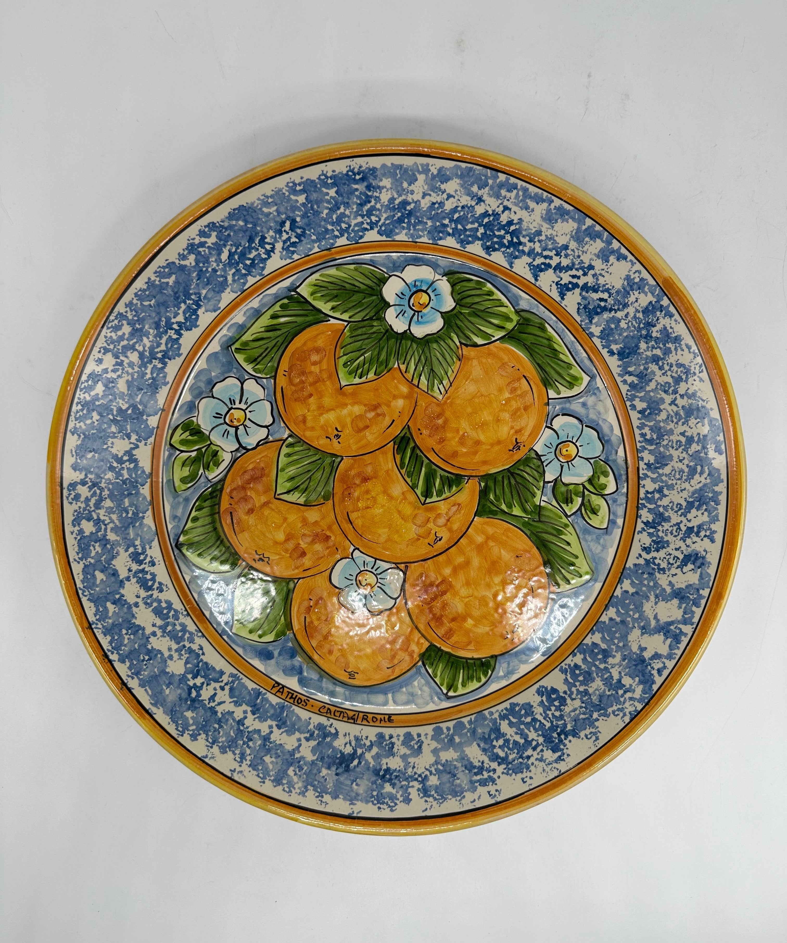 Piatto da Portata Fangotto Diametro 30cm Uso Alimentare Ceramica Caltagirone - Arance - PIATTI