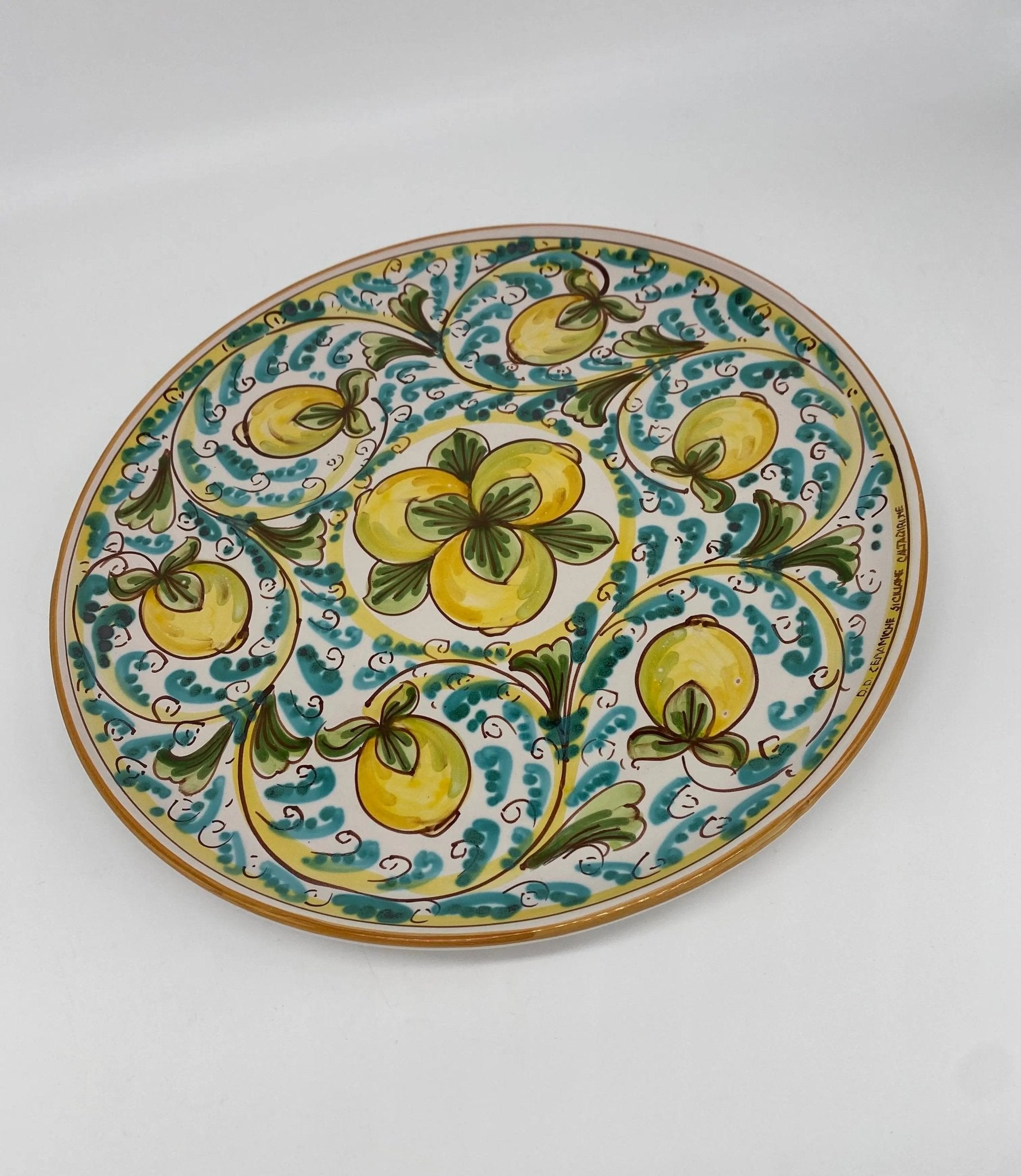Piatto Decorativo dipinto a mano diametro cm 30 Decoro n.5s - DD CERAMICHE SICILIANE