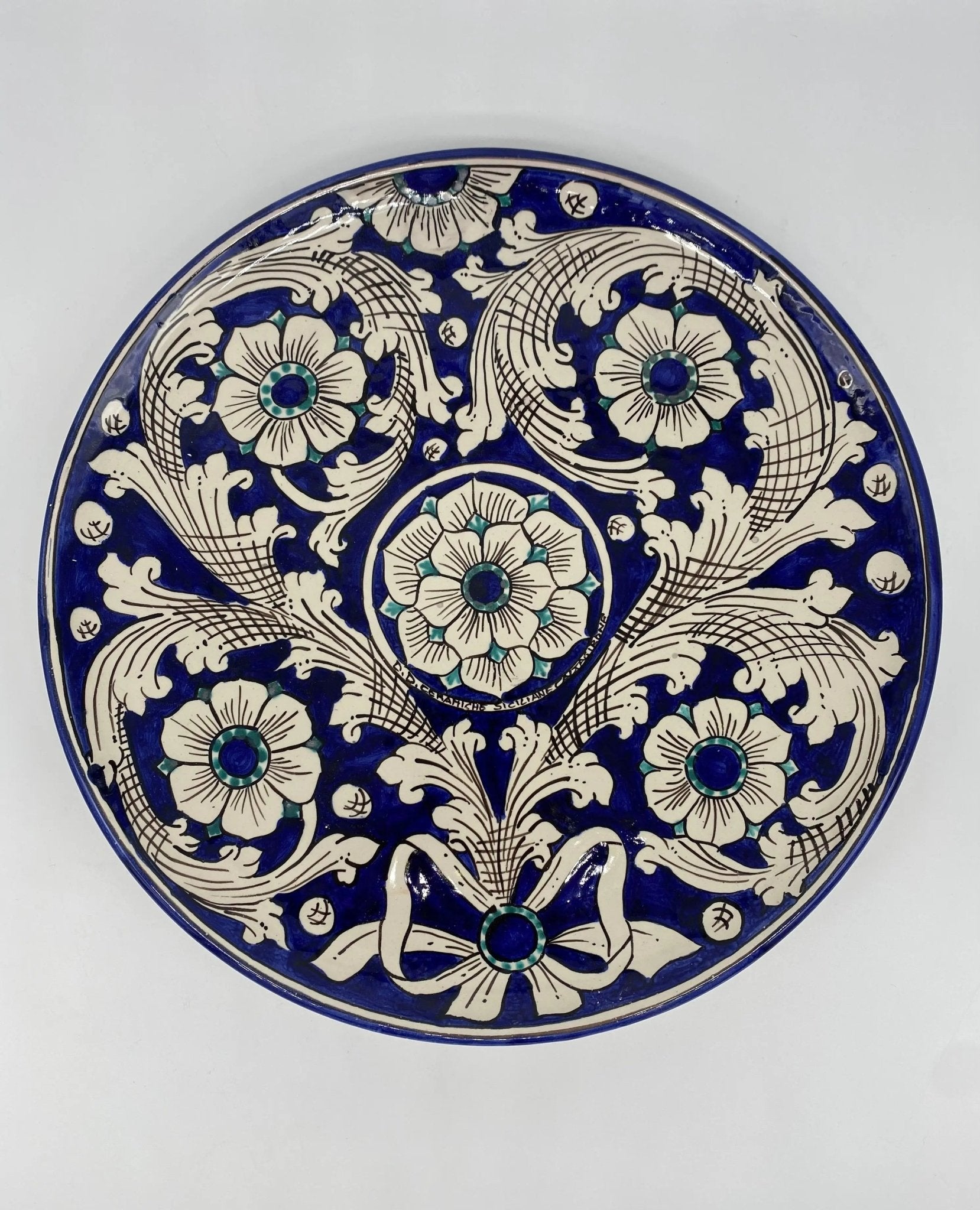 Piatto Decorativo dipinto a mano diametro cm 30 Decoro n.8 - DD CERAMICHE SICILIANE