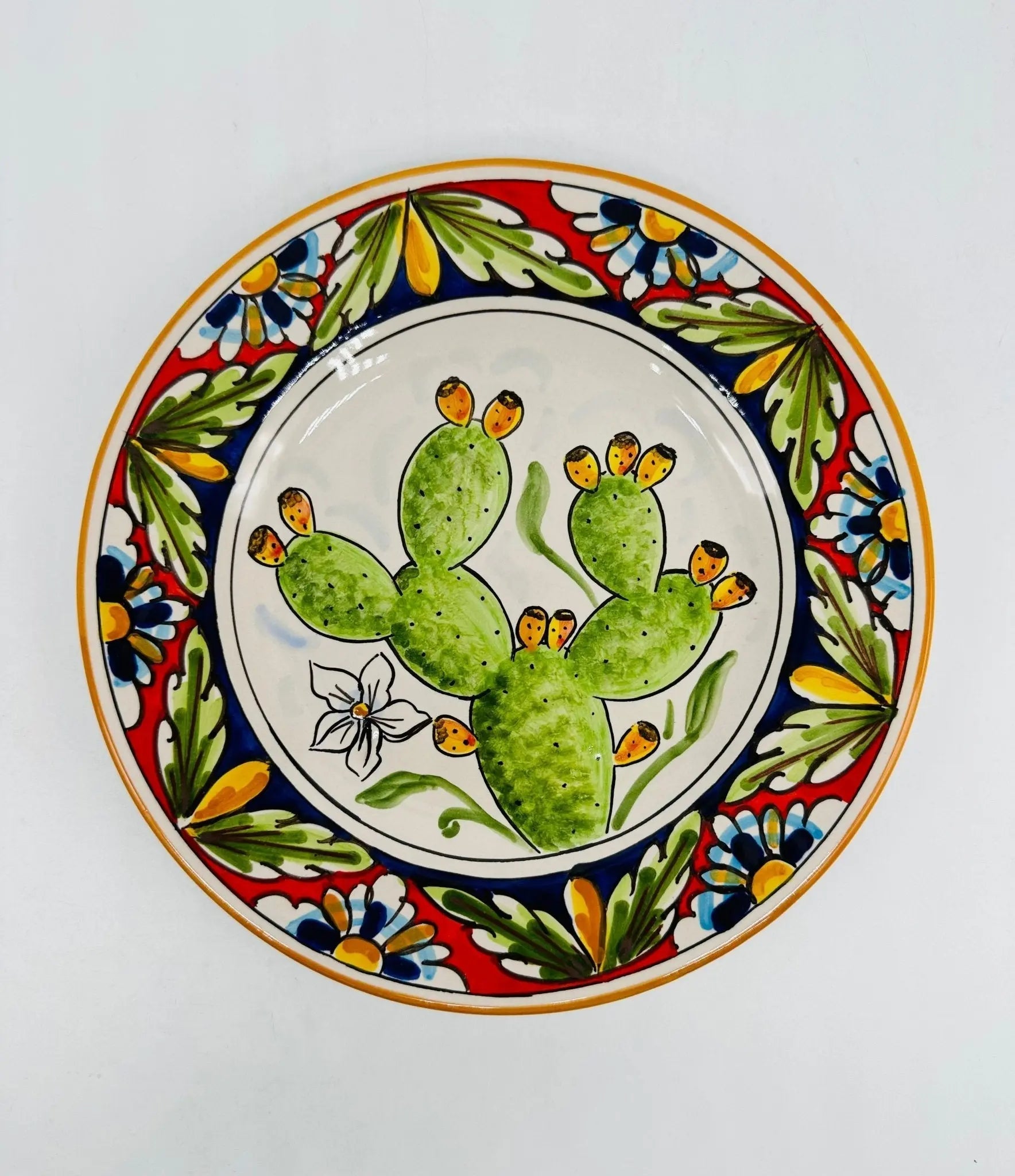 Piatto Dessert Uso Alimentare Ceramica Caltagirone - Fico d’India - PIATTI SERVIZIO