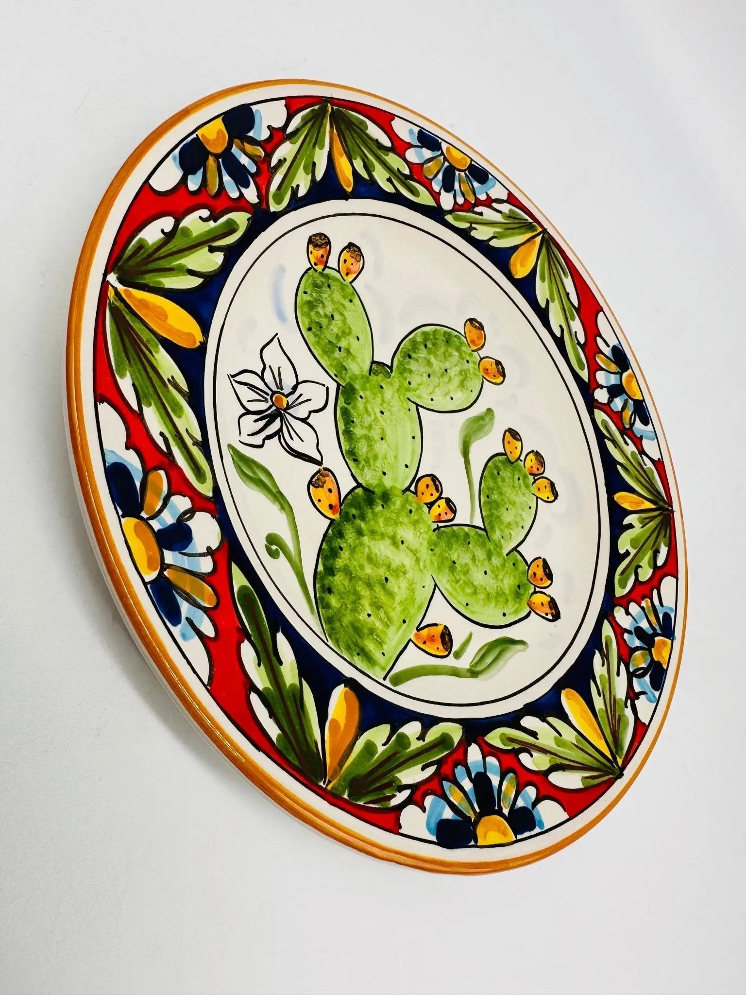 Piatto Dessert Uso Alimentare Ceramica Caltagirone - Fico d’India - PIATTI SERVIZIO