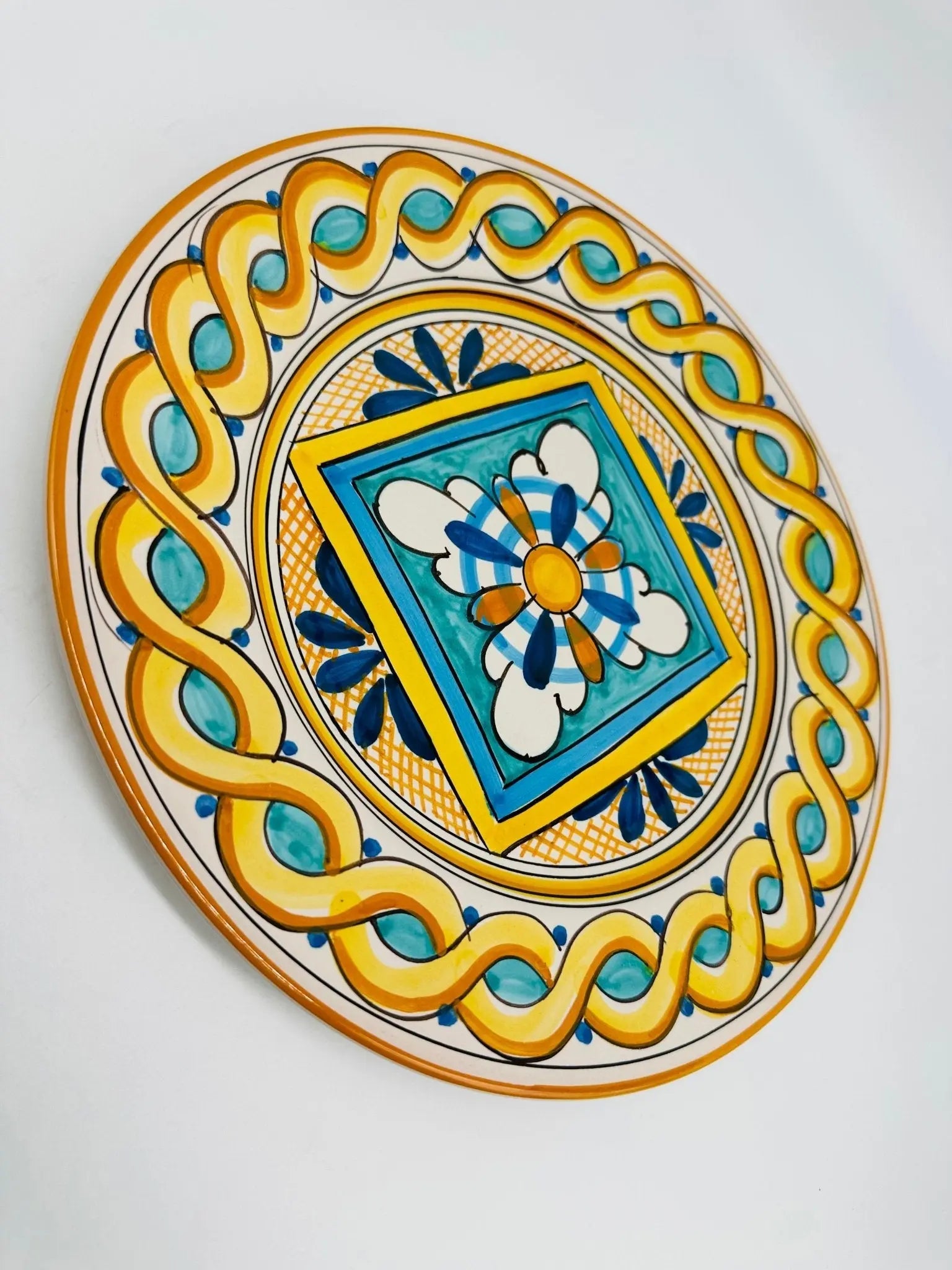 Piatto Piano Uso Alimentare Ceramica Caltagirone - Giadeite - PIATTI SERVIZIO