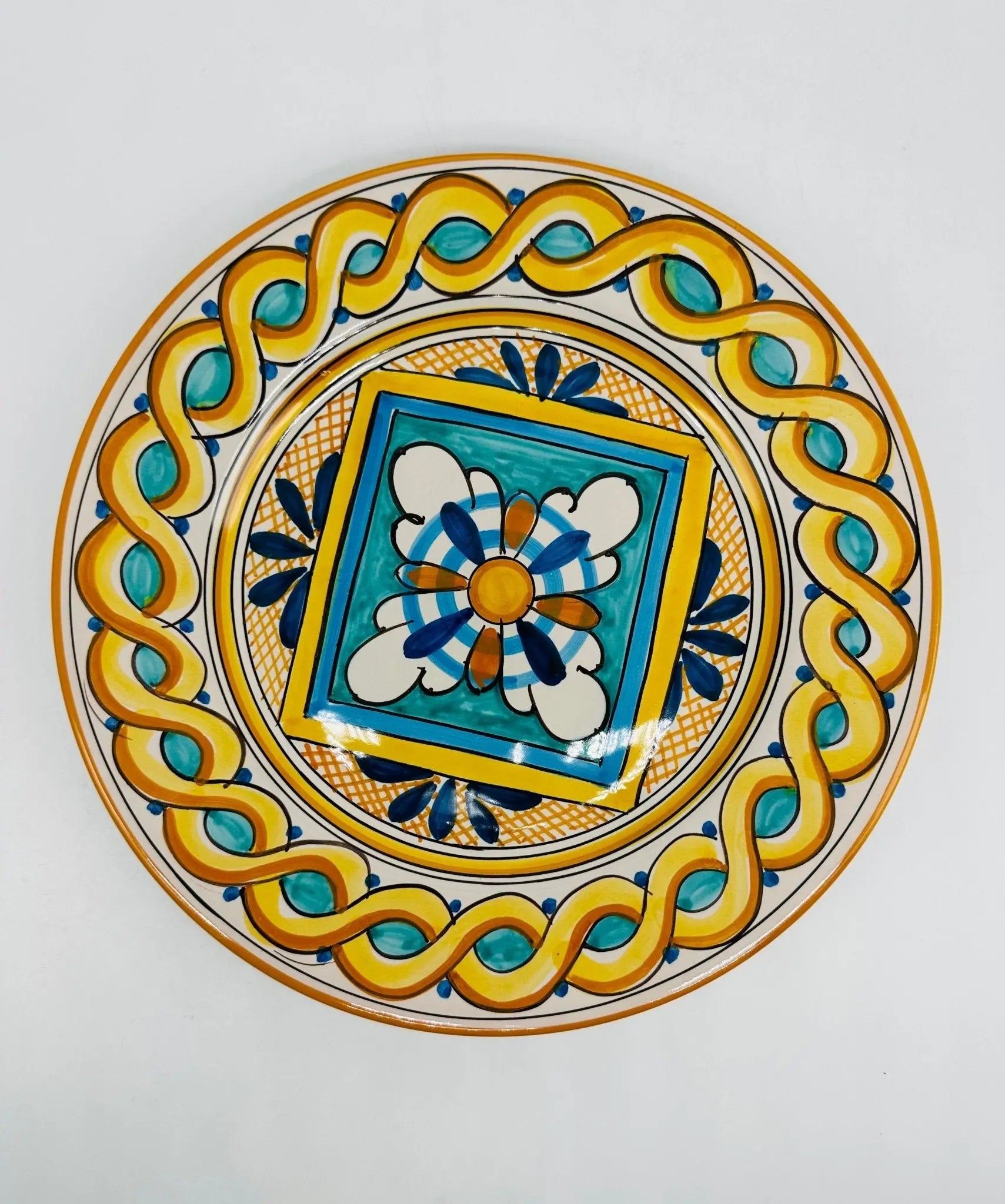 Piatto Piano Uso Alimentare Ceramica Caltagirone - Giadeite - PIATTI SERVIZIO