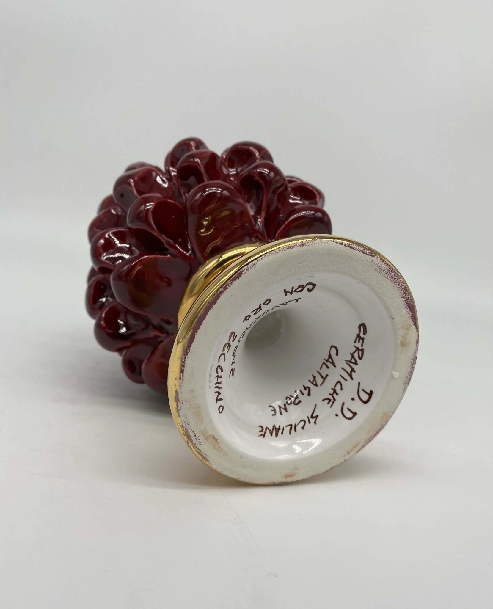 Pigna Aurum Ceramica Caltagirone cm H.15 Artigianale Bordeaux - DD CERAMICHE SICILIANE