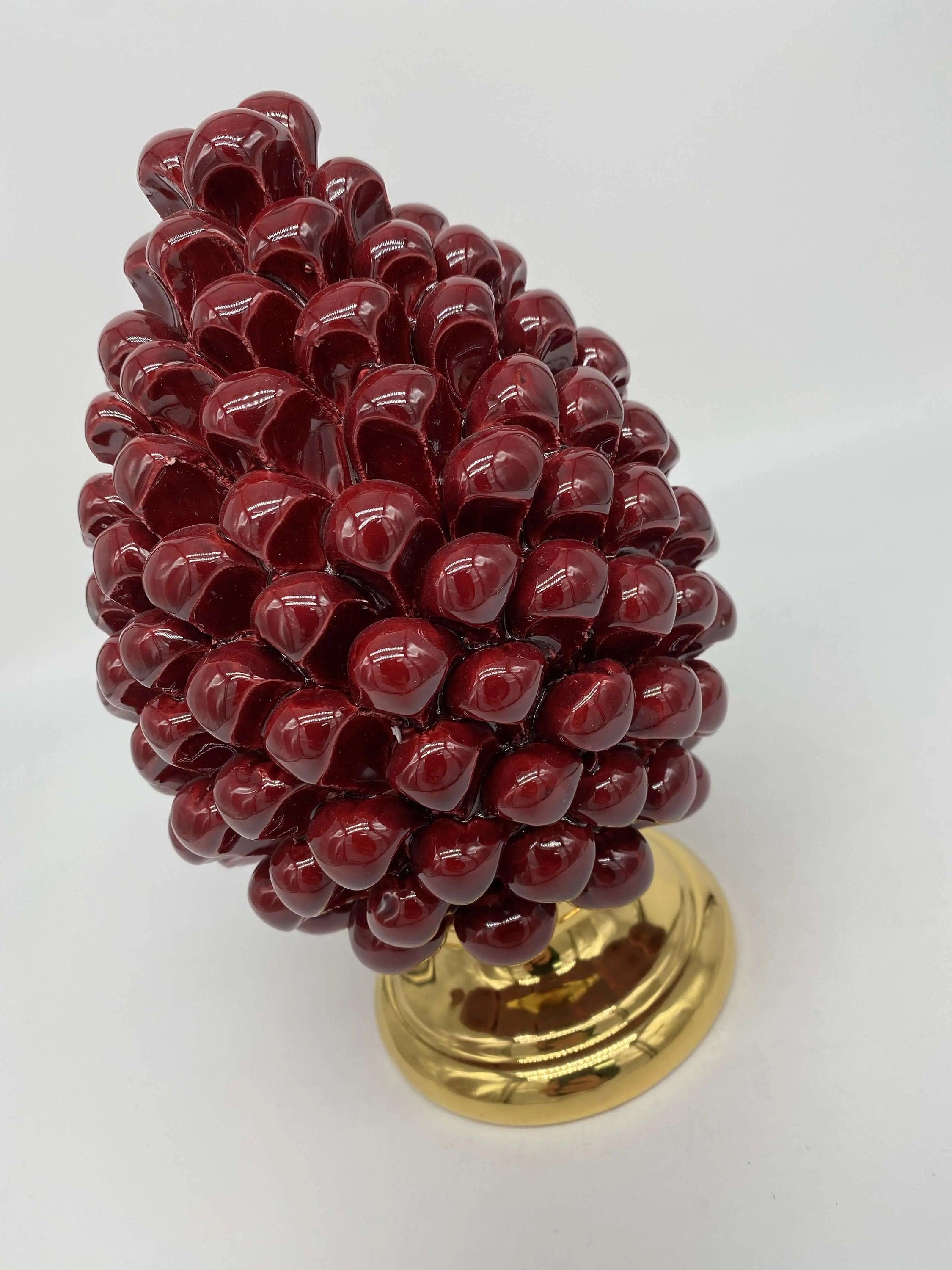 Pigna Aurum Ceramica Caltagirone cm H.20 Artigianale Bordeaux DD CERAMICHE SICILIANE
