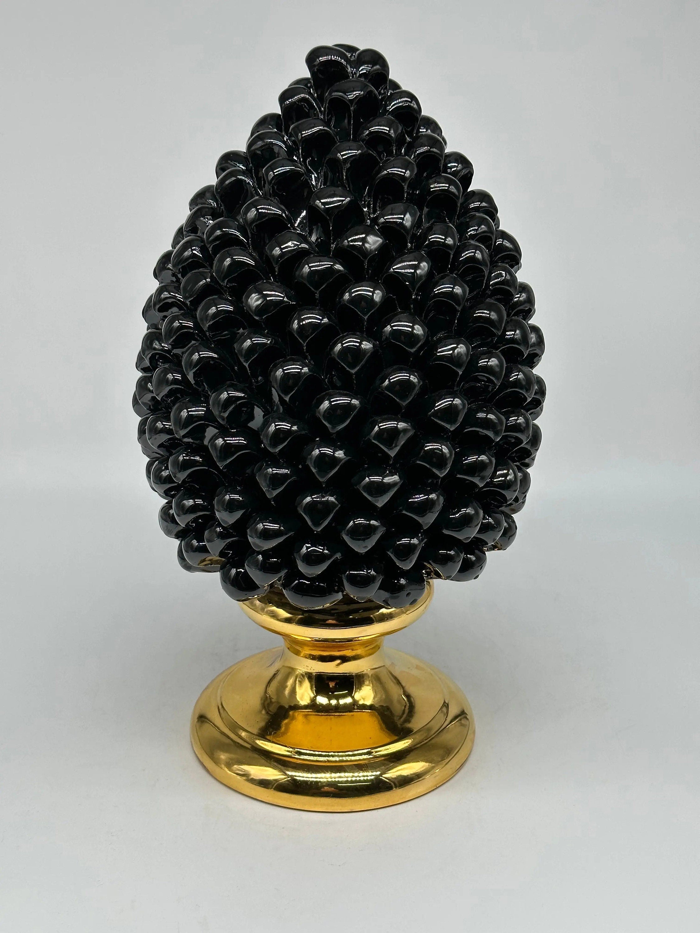 Pigna Aurum Ceramica Caltagirone cm H.30 Artigianale Nero DD CERAMICHE SICILIANE