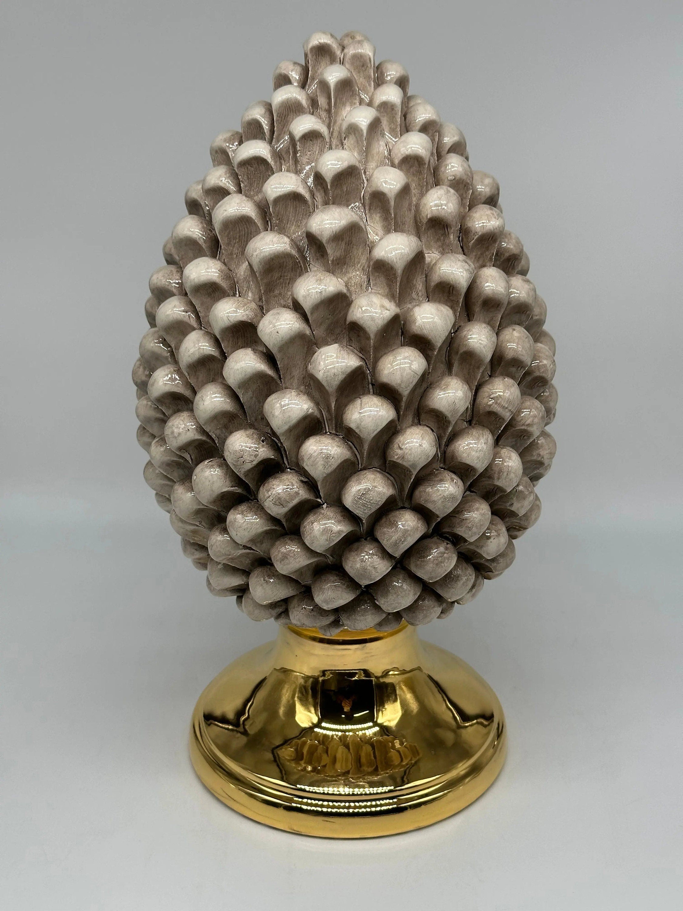 Pigna Aurum Ceramica Caltagirone cm H.35 Artigianale Beige Ecru DD CERAMICHE SICILIANE