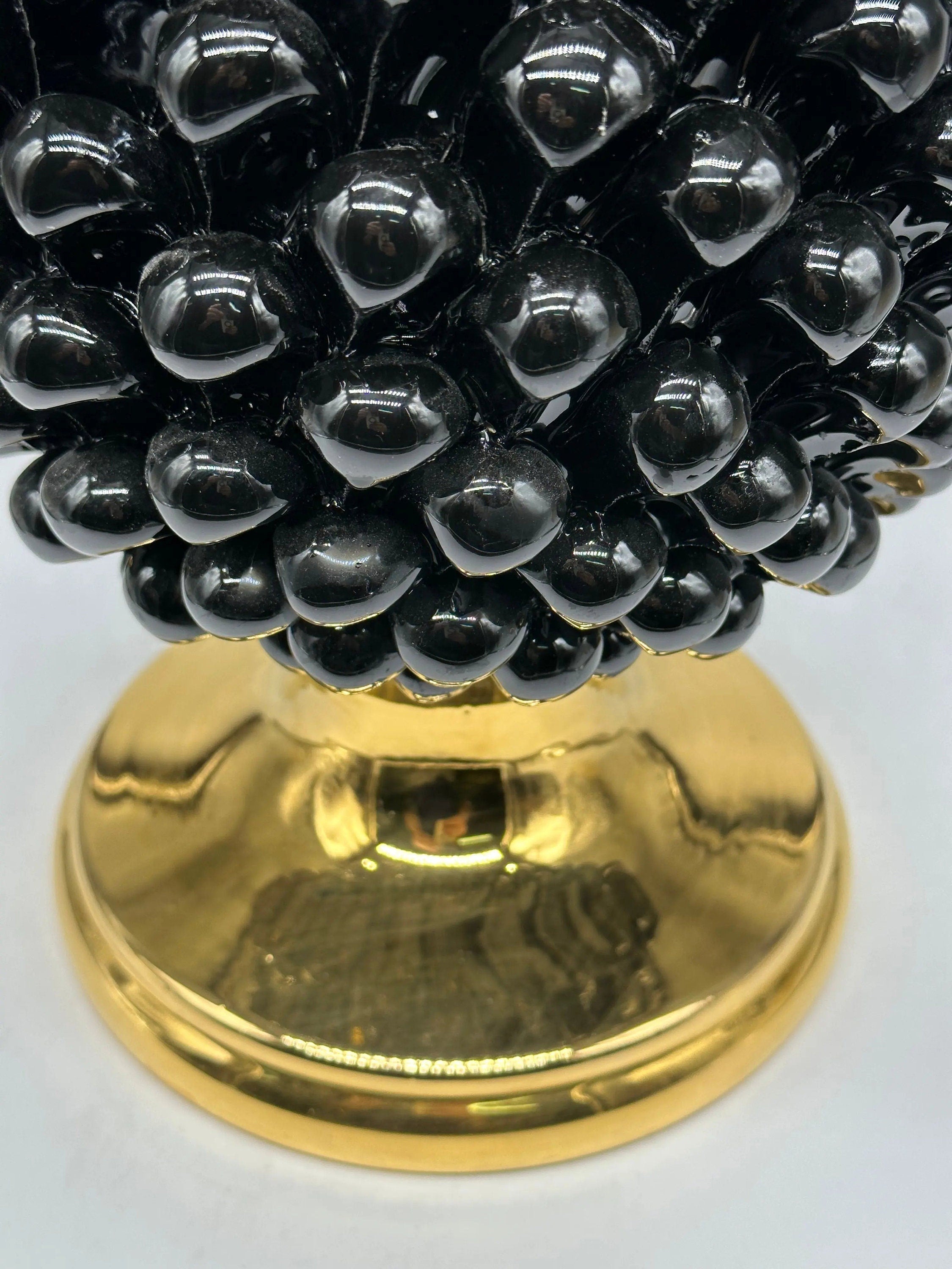 Pigna Aurum Ceramica Caltagirone cm H.40 Artigianale Nero DD CERAMICHE SICILIANE