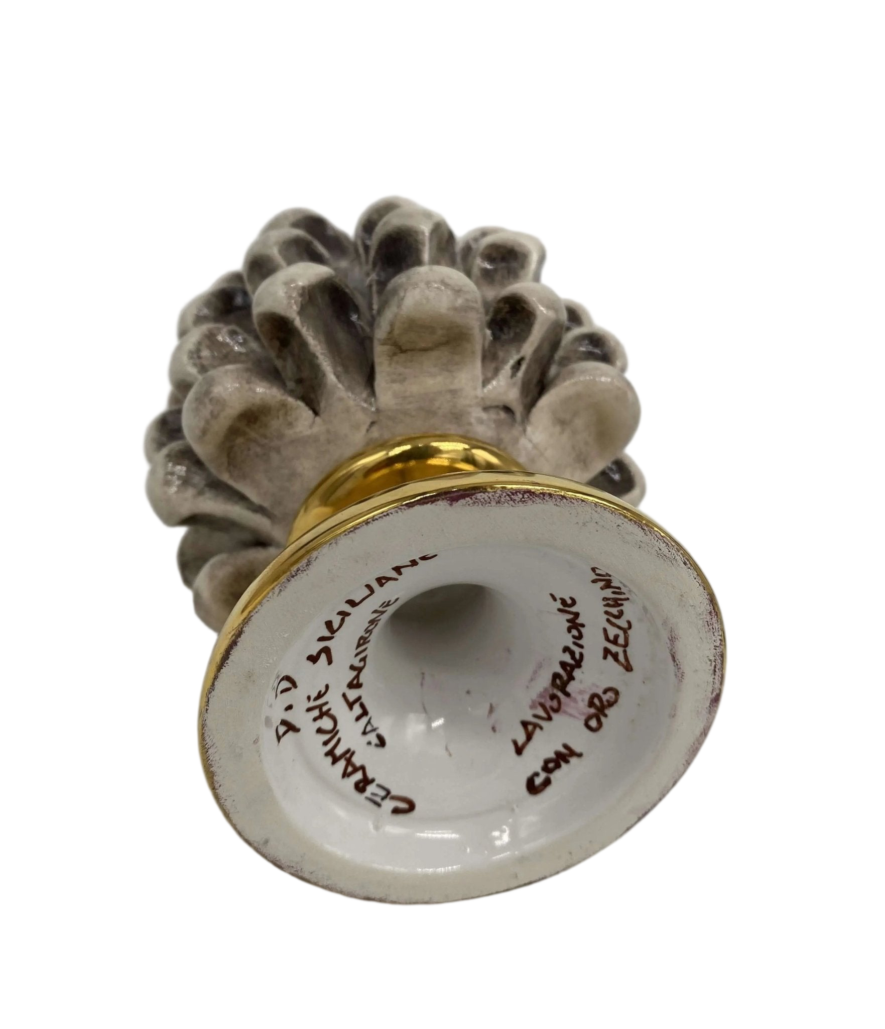 Pigna Aurum Ceramica Caltagirone cm H.15 Artigianale Écru - DD CERAMICHE SICILIANE