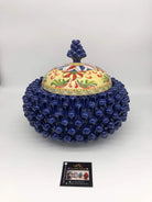 Pigna Biscottiera Decorata Ceramica Caltagirone cm H.23 L.25 D.14 Artigianale Blu DD CERAMICHE SICILIANE