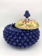 Pigna Biscottiera Decorata Ceramica Caltagirone cm H.23 L.25 D.14 Artigianale Blu DD CERAMICHE SICILIANE