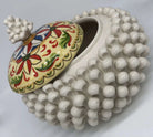 Pigna Biscottiera Decorata Ceramica Caltagirone cm H.23 L.25 D.14 Artigianale Bianco DD CERAMICHE SICILIANE