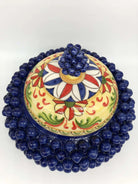 Pigna Biscottiera Decorata Ceramica Caltagirone cm H.23 L.25 D.14 Artigianale Blu DD CERAMICHE SICILIANE