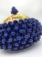 Pigna Biscottiera Decorata Ceramica Caltagirone cm H.23 L.25 D.14 Artigianale Blu DD CERAMICHE SICILIANE